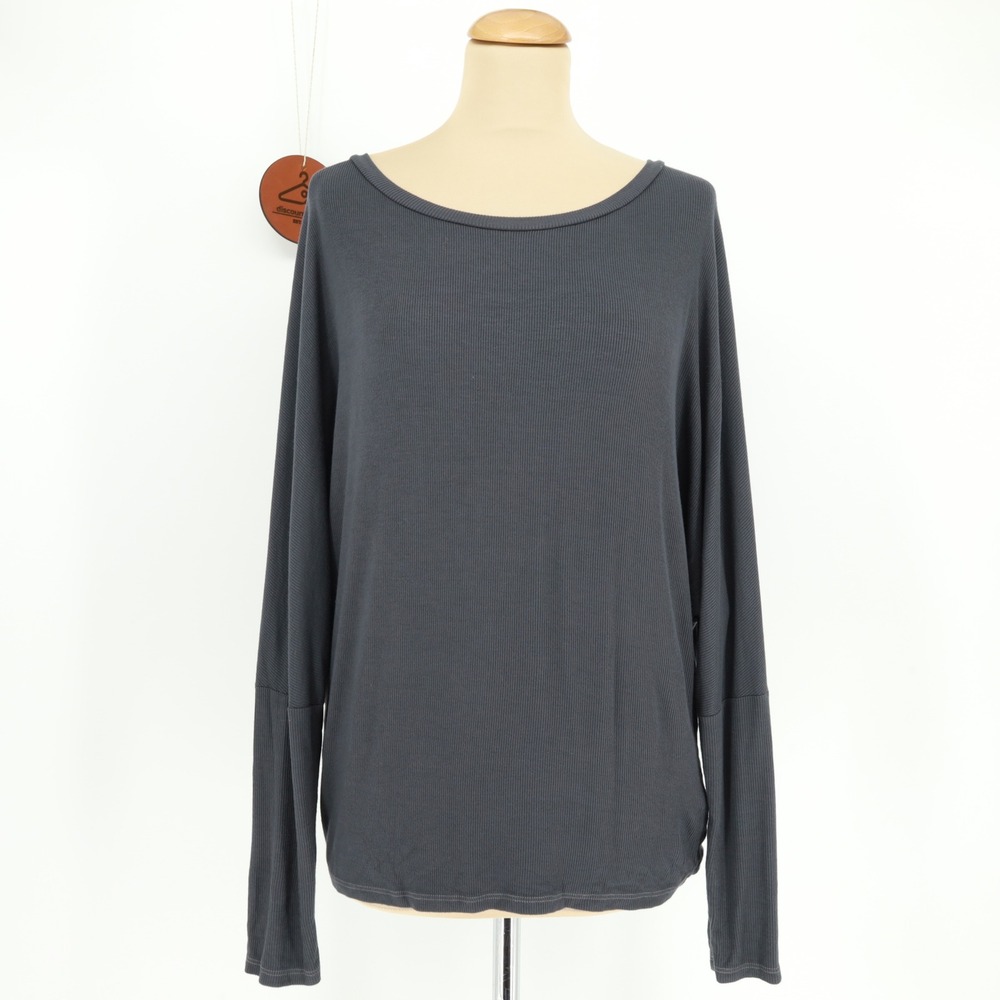 Michael‎ Stars Vivian Open Neck Dolman Top Oxide Gray Ribbed OS Capsule Casual
